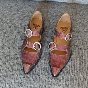 John Fluevog Excene Swordfish Metallic Red Leather Shoes